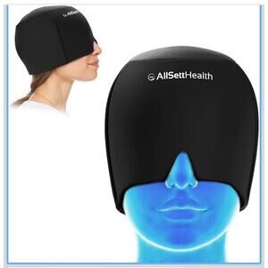 AllSett Health Migraine Sinus Relief Cap Hot Cold Head Wrap Headache 2 Pack